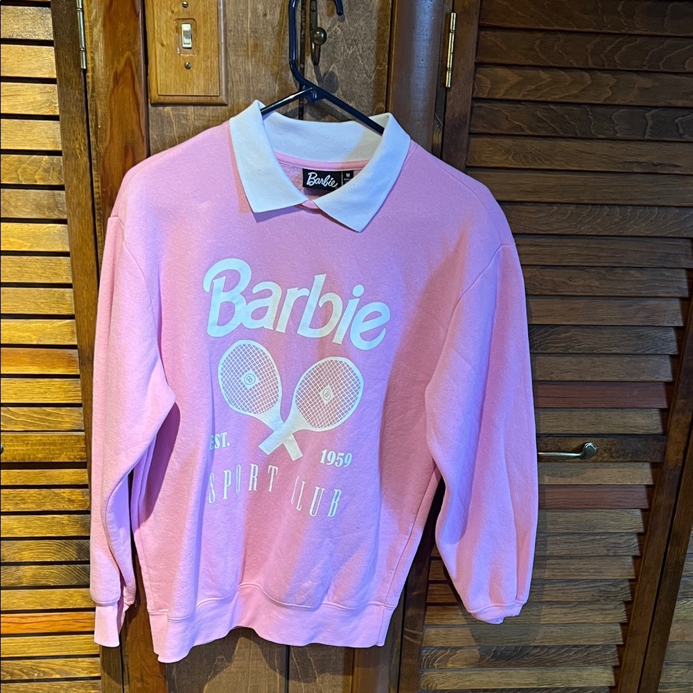 Barbie Pink Sport Club Sweatshirt with White Collar